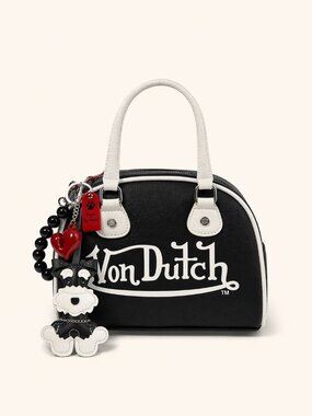 Black & White Von Dutch Mini Bag + Matching Pepa by Murr Bag Charm/MSRP$149